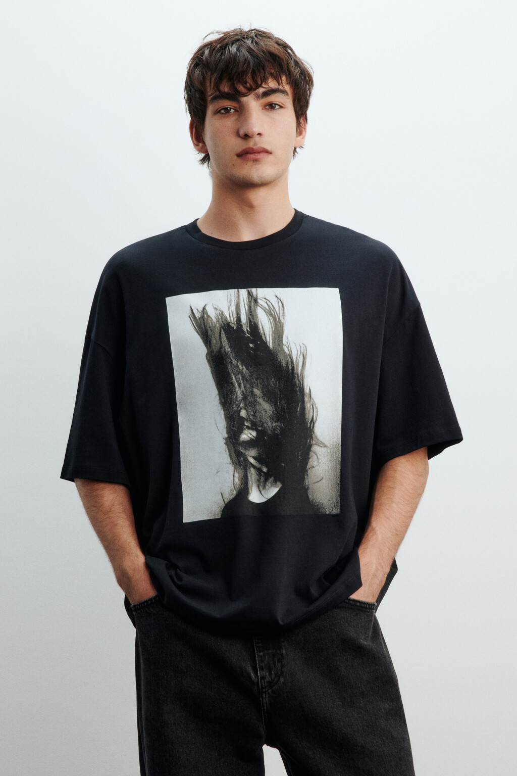 Футболка oversize с фотопринтом - цвет черный - 5
