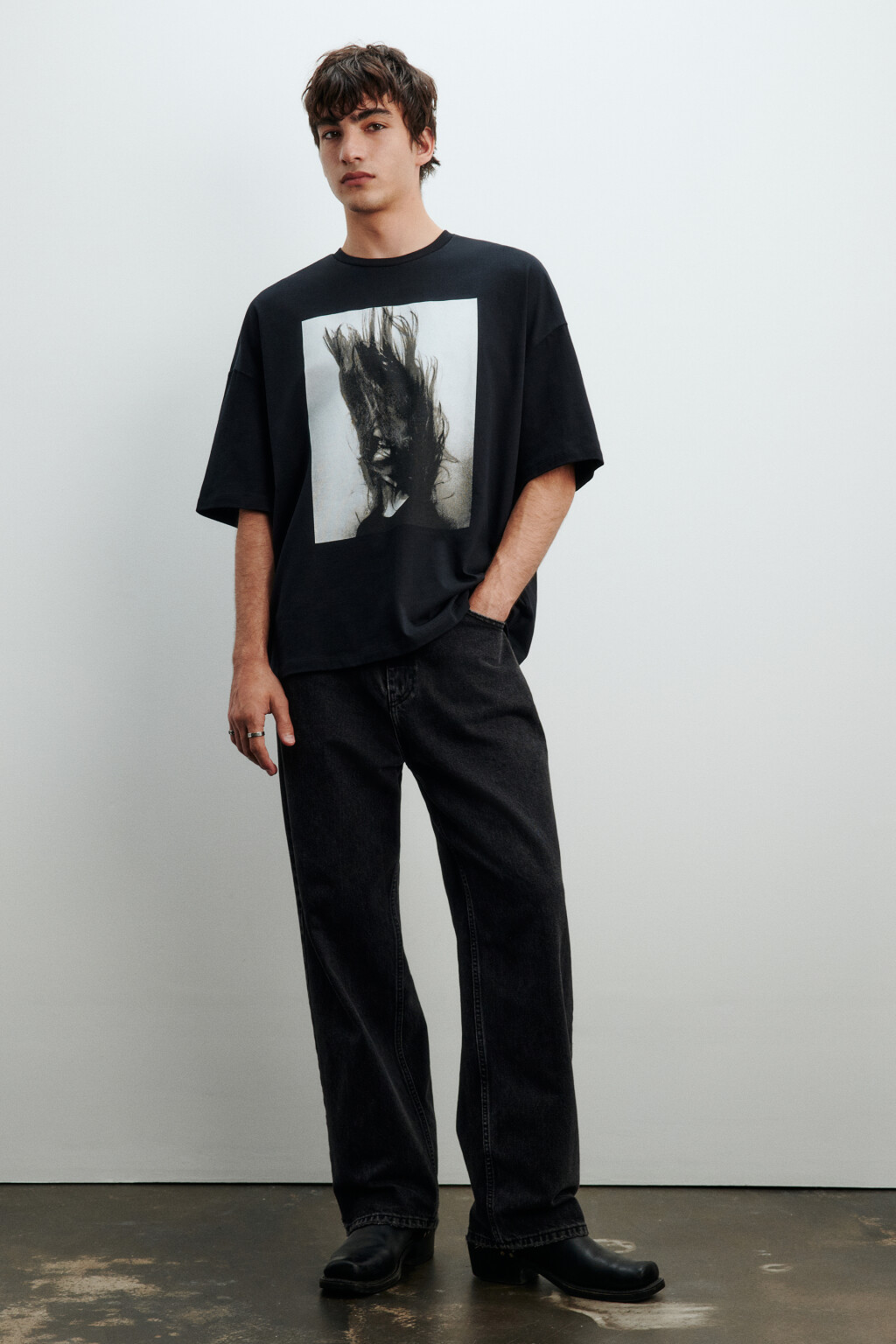Футболка oversize с фотопринтом - цвет черный - 7