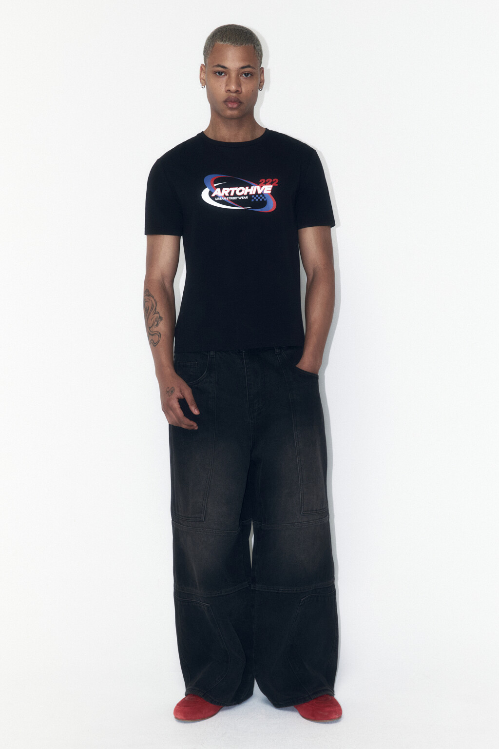 Футболка свободная хлопковая с принтом - цвет черный - 5