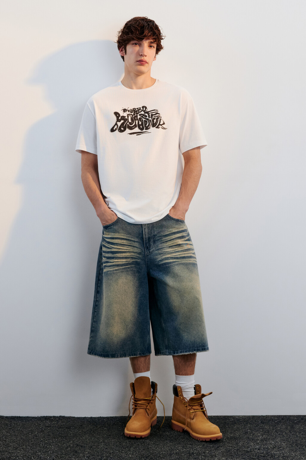 Футболка свободная с принтом - цвет белый - 4