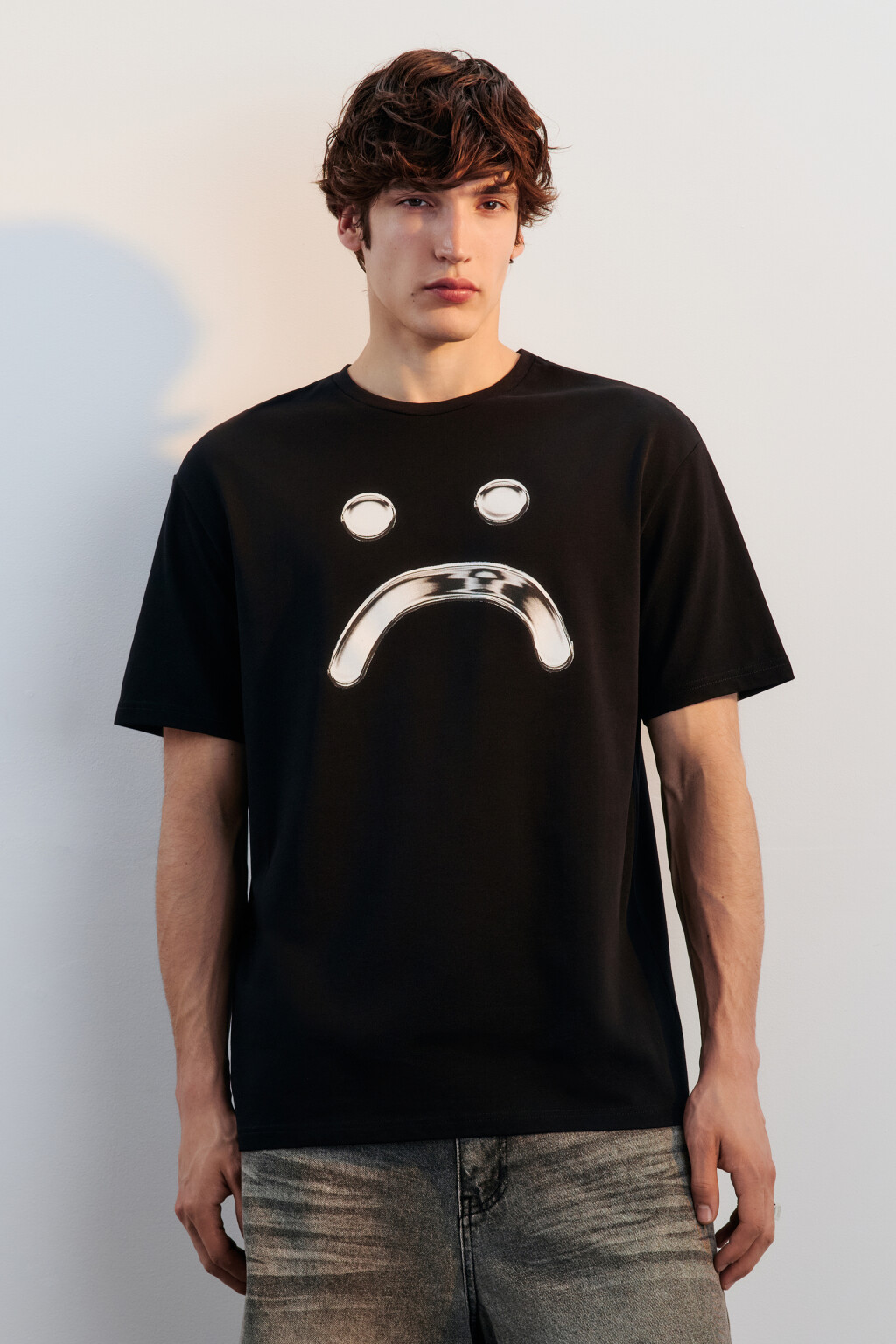 Футболка свободная с принтом - цвет черный - 3