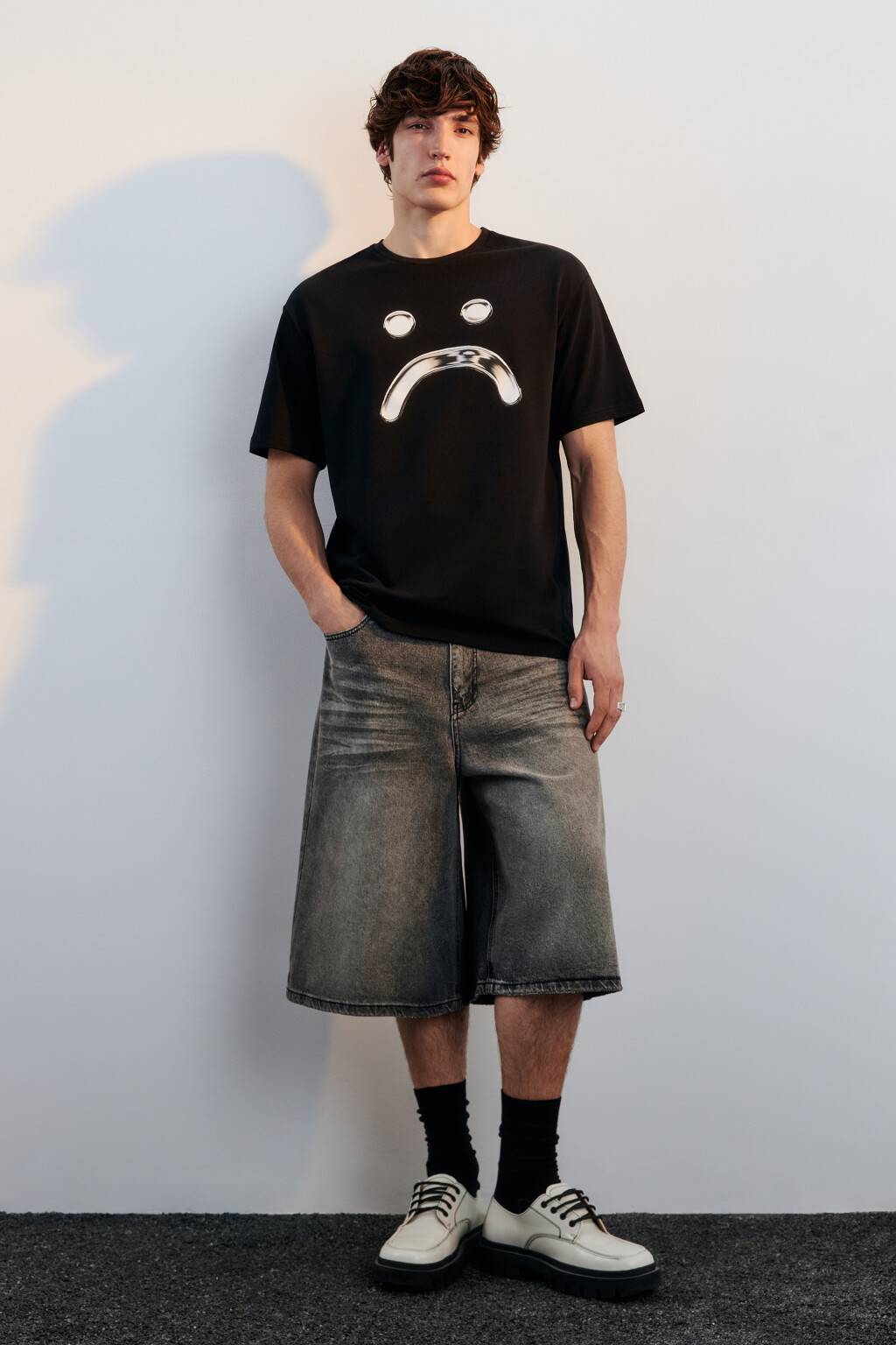 Футболка свободная с принтом - цвет черный - 5