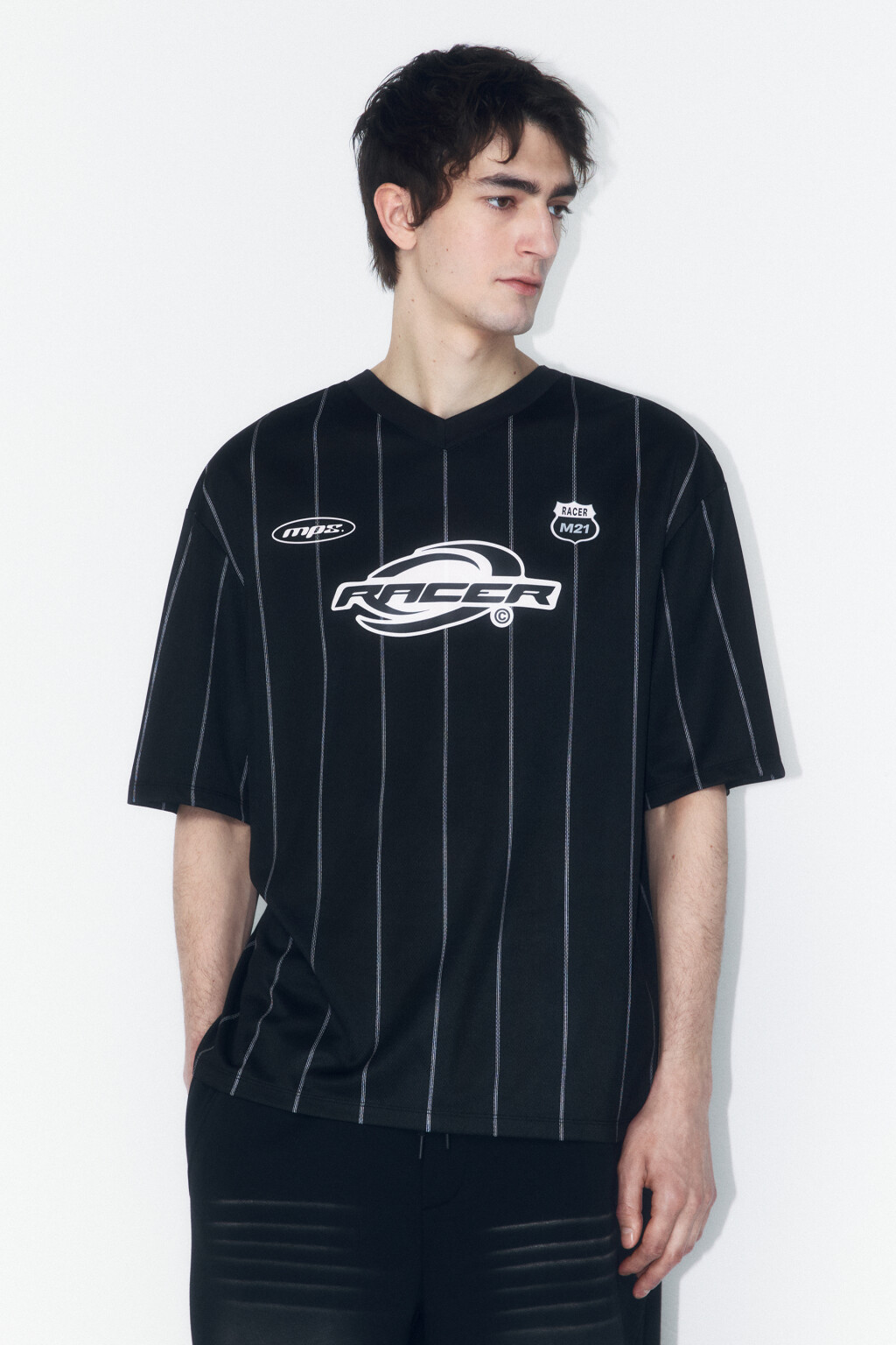 Футболка-джерси oversize с принтом - цвет черный - 1