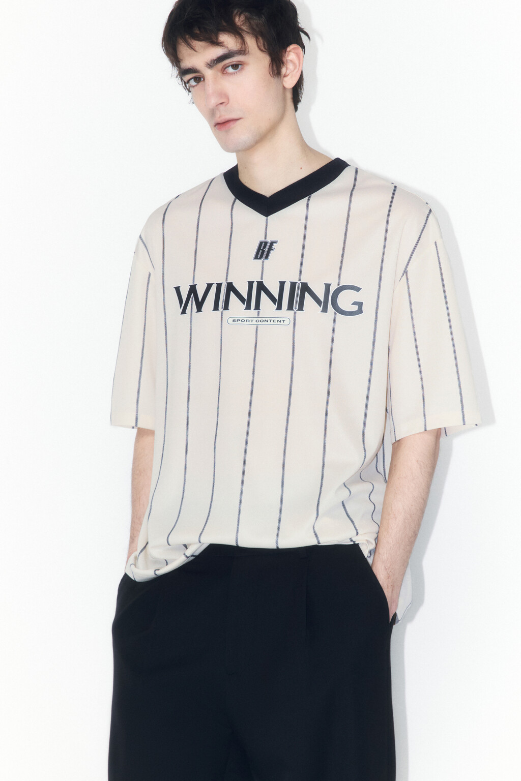 Футболка-джерси oversize с принтом - цвет бежевый - 1