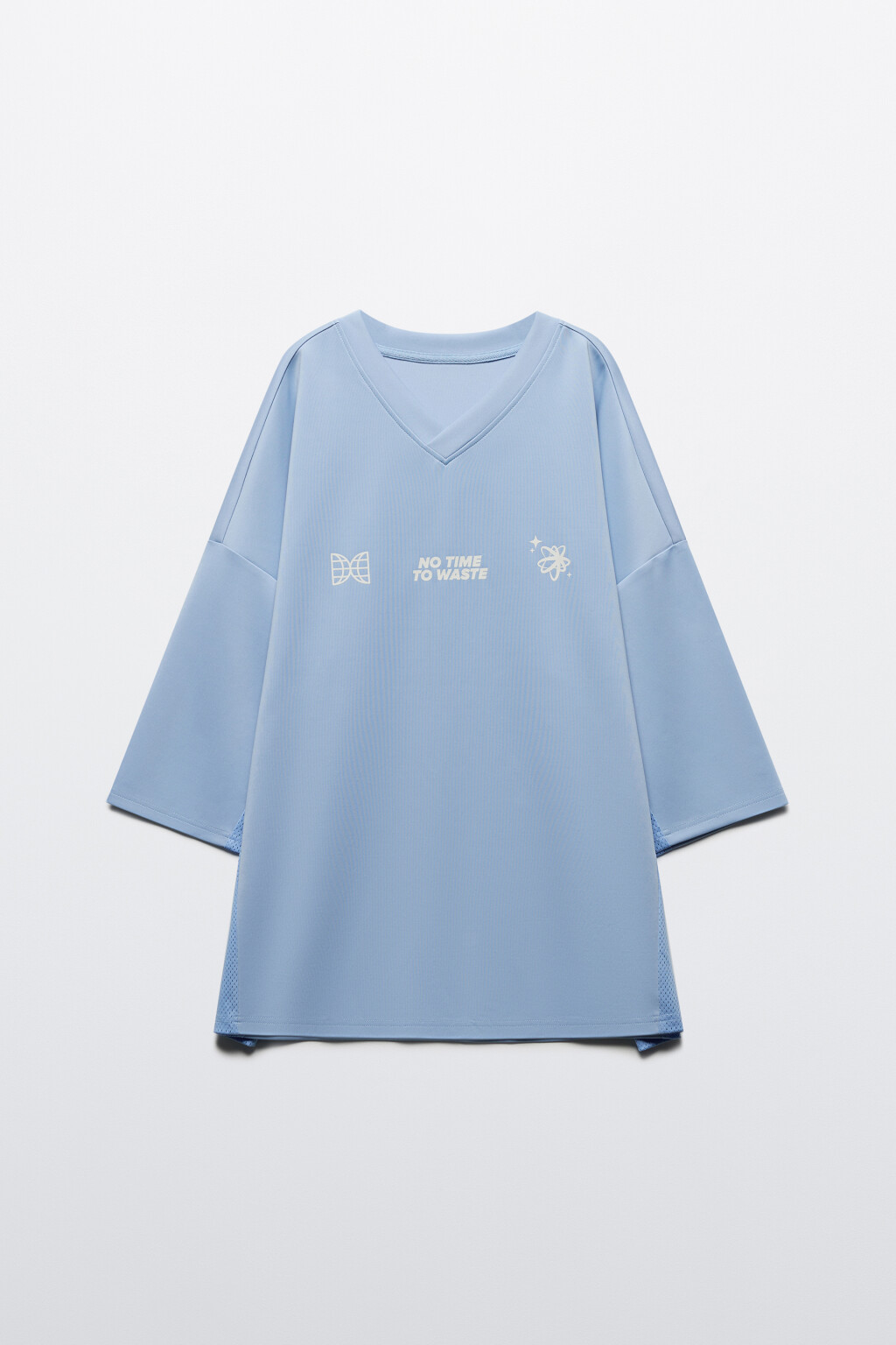 Футболка-джерси oversize с надписью - цвет синий - 8