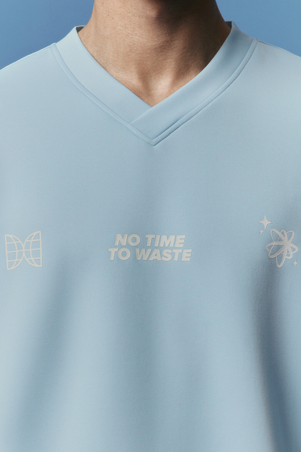 Футболка-джерси oversize с надписью - цвет синий - 6