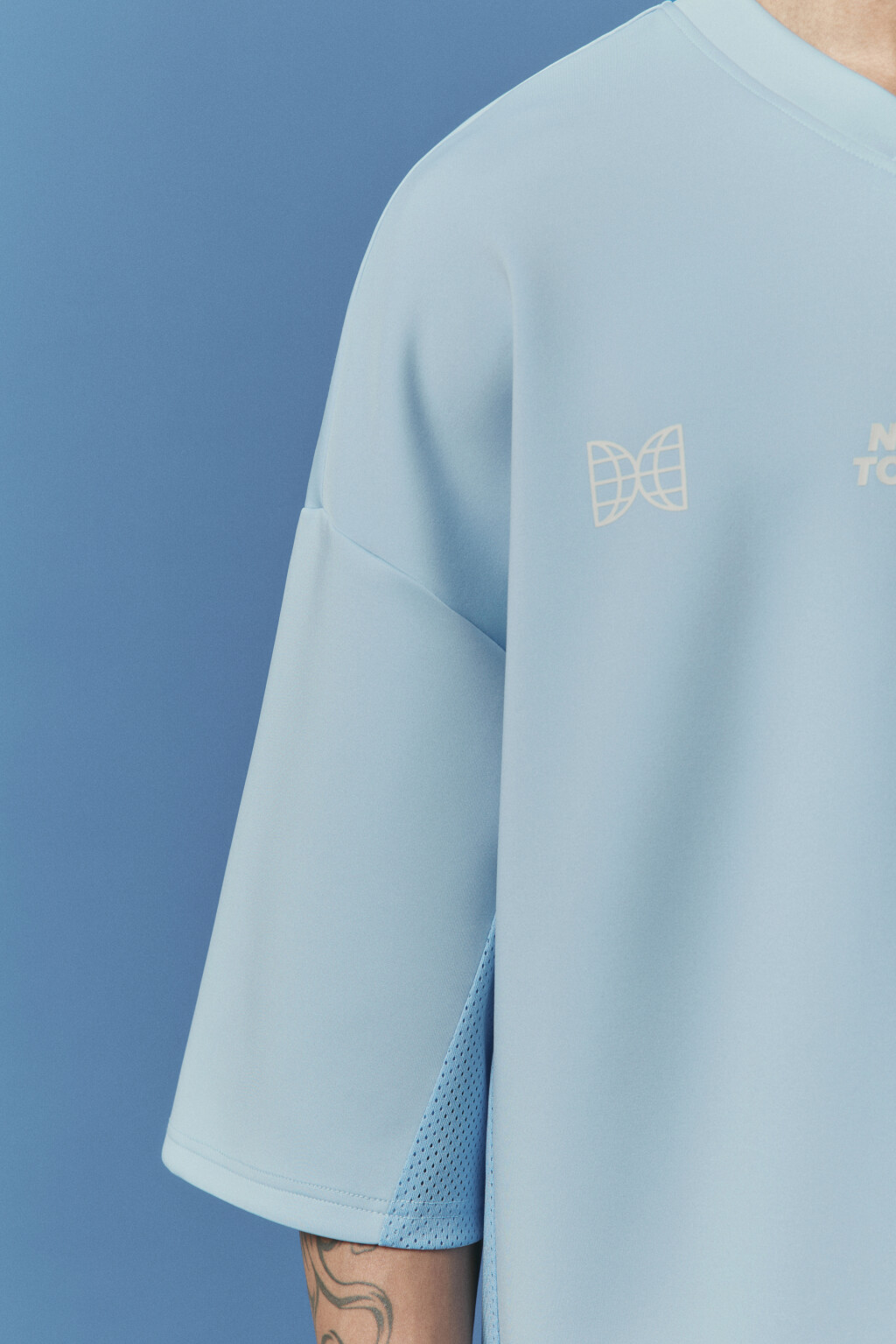 Футболка-джерси oversize с надписью - цвет синий - 7