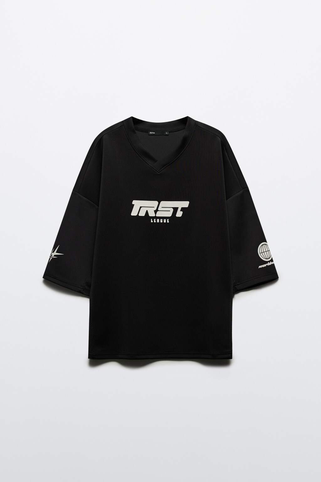 Футболка-джерси oversize с надписью - цвет черный - 7