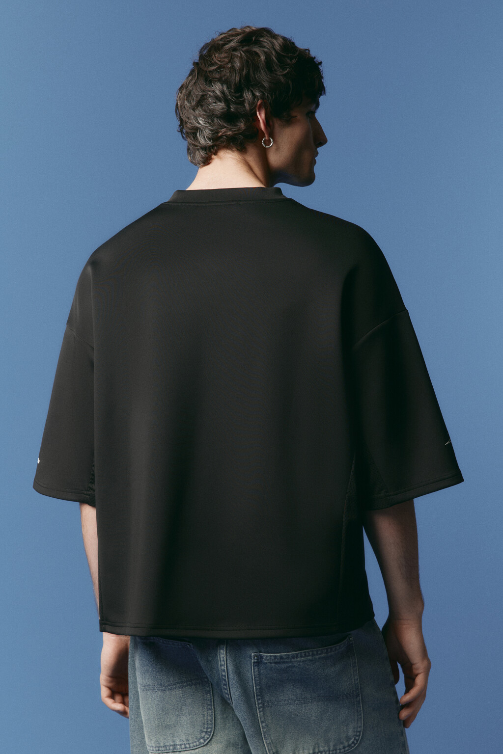 Футболка-джерси oversize с надписью - цвет черный - 4