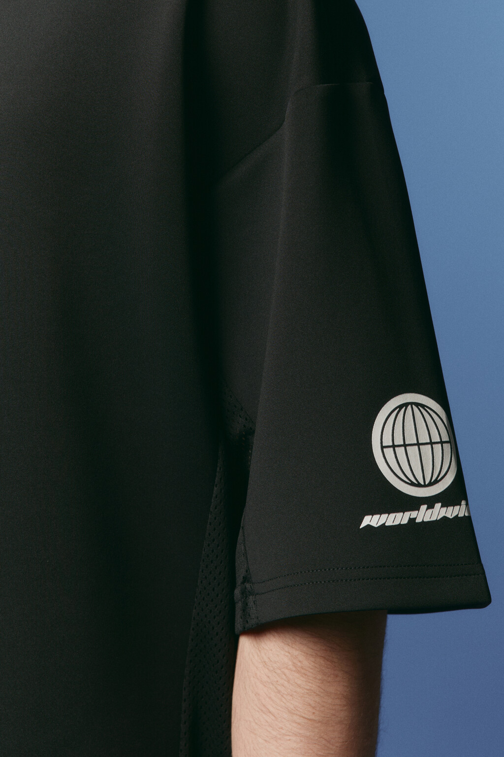 Футболка-джерси oversize с надписью - цвет черный - 8