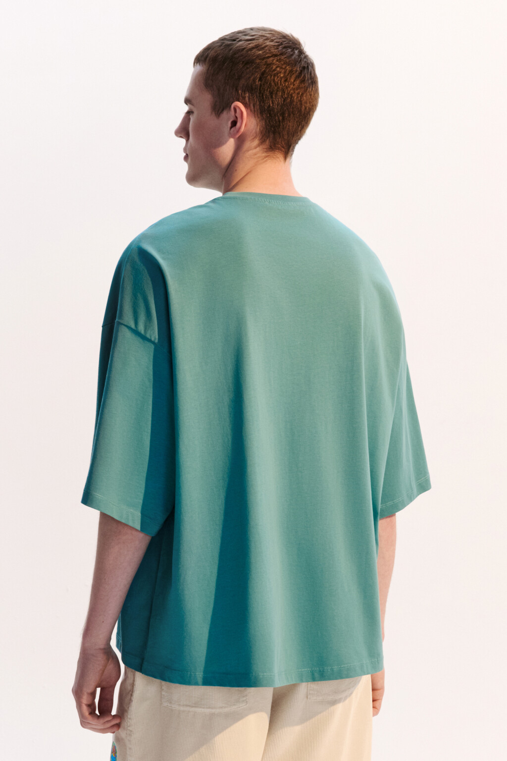 Футболка хлопковая с принтом - цвет зеленый - 3