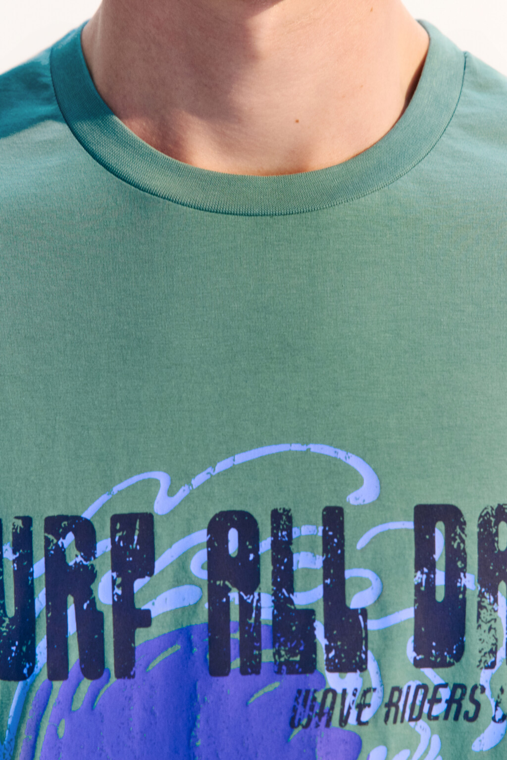 Футболка хлопковая с принтом - цвет зеленый - 5