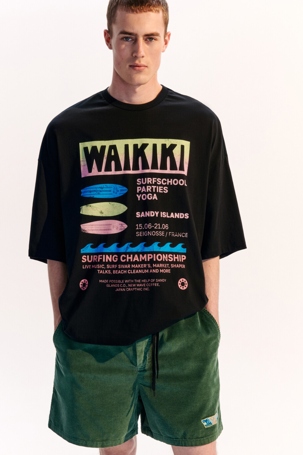 Футболка хлопковая с принтом - цвет черный - 1