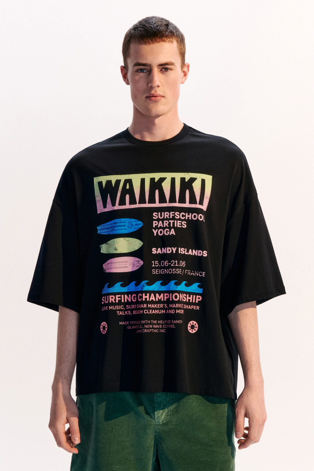 Футболка хлопковая с принтом - цвет черный - 2