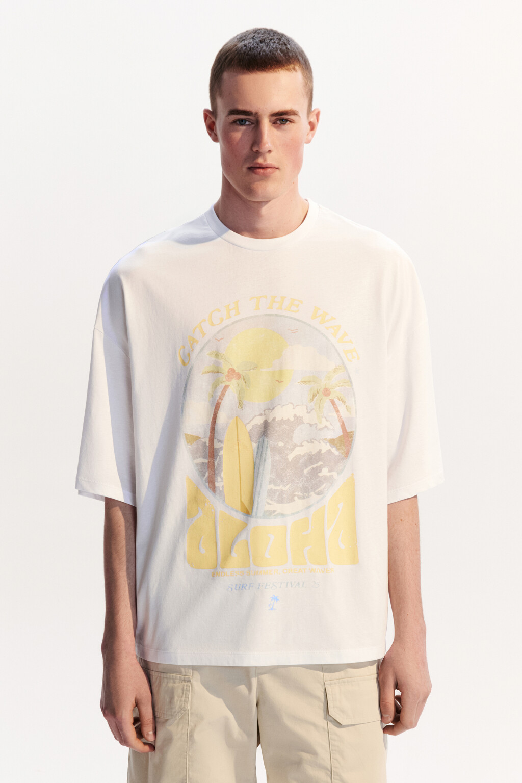 Футболка хлопковая с принтом - цвет белый - 2