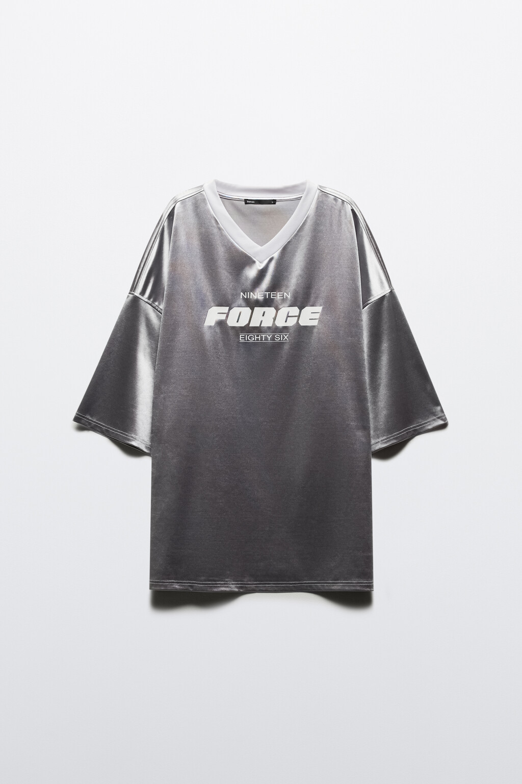 Футболка-джерси oversize с надписью - цвет серый - 7