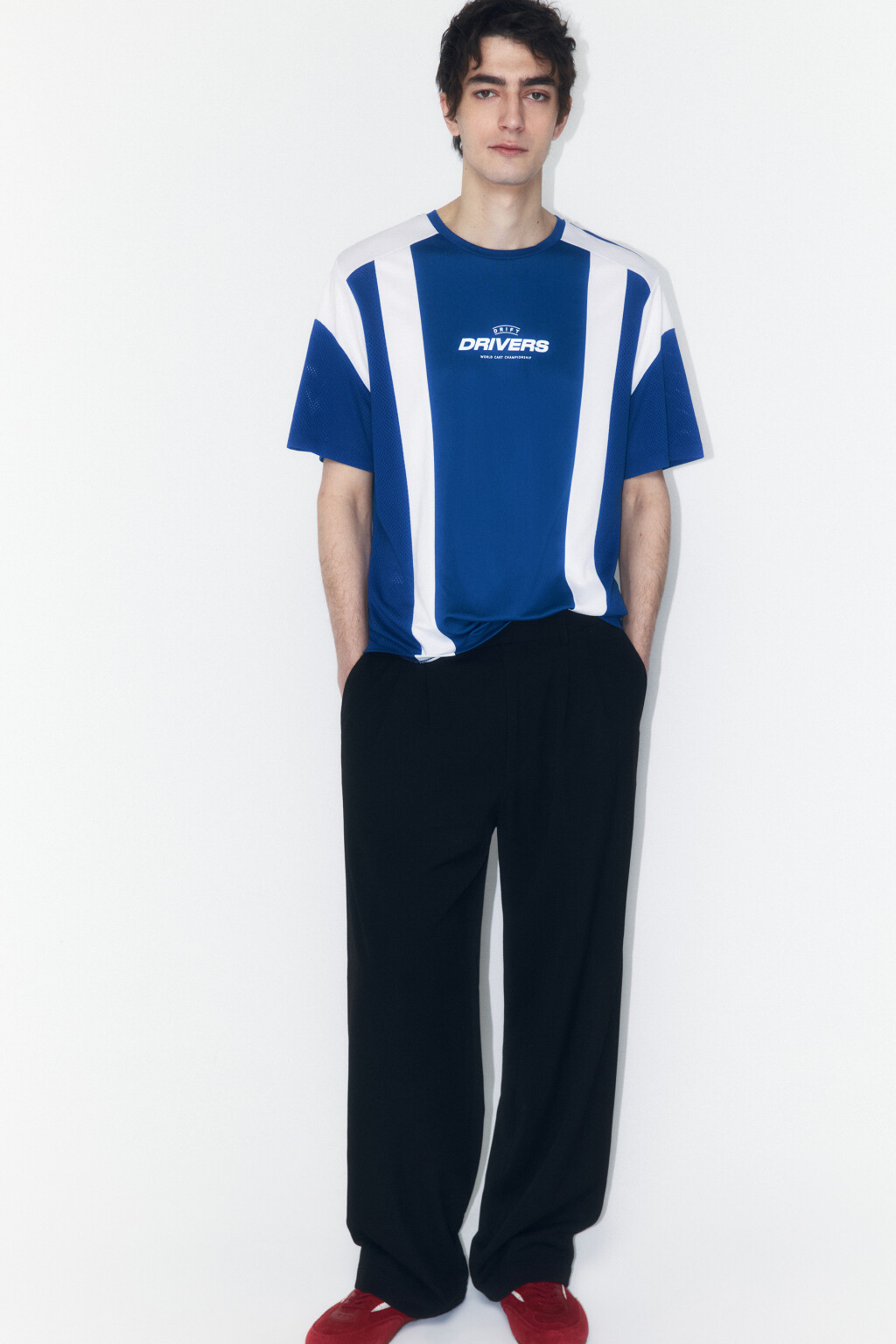 Футболка-джерси с принтом и надписью - цвет синий - 1