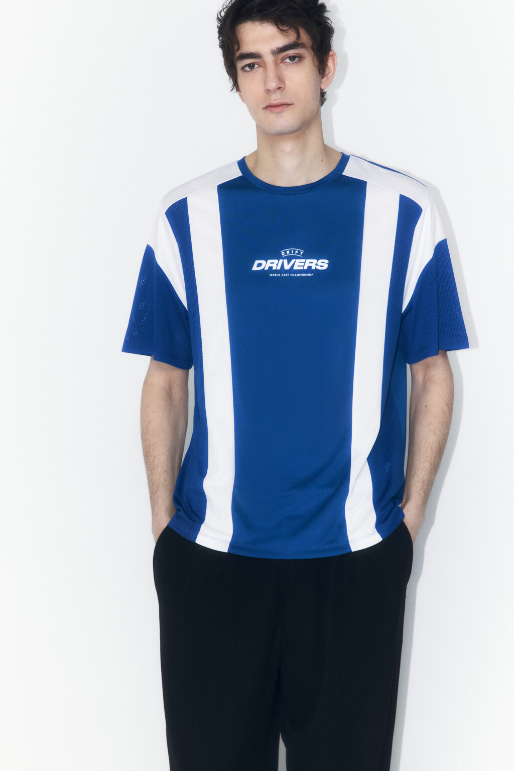 Футболка-джерси с принтом и надписью - цвет синий - 2