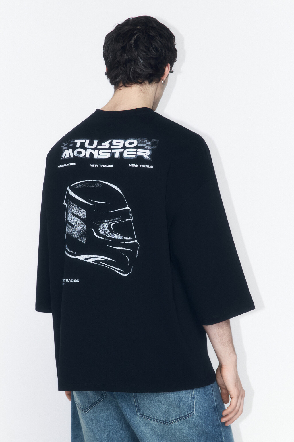 Футболка oversize хлопковая с принтом - цвет черный - 3