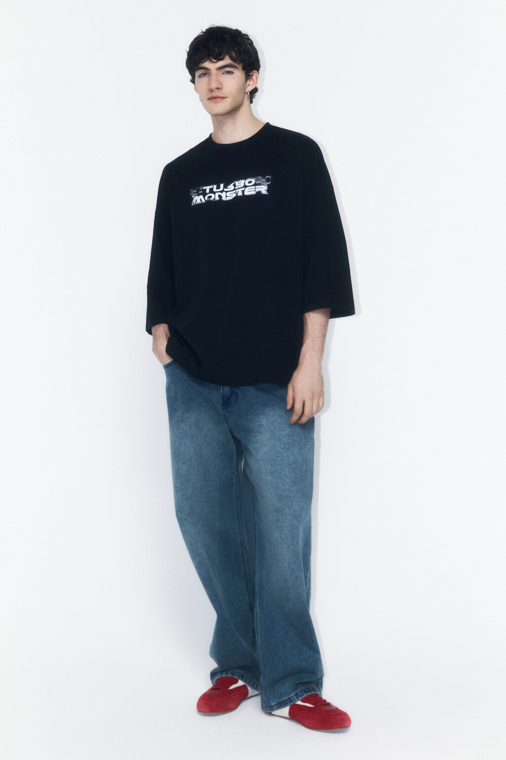 Футболка oversize хлопковая с принтом - цвет черный - 4