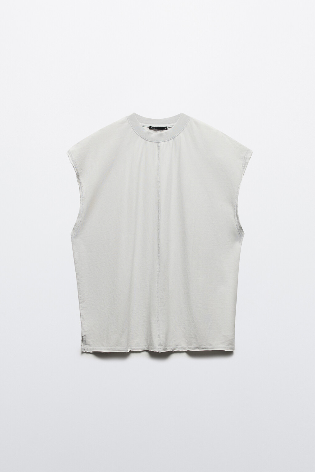 Футболка хлопковая с обрезанными рукавами - цвет белый - 8