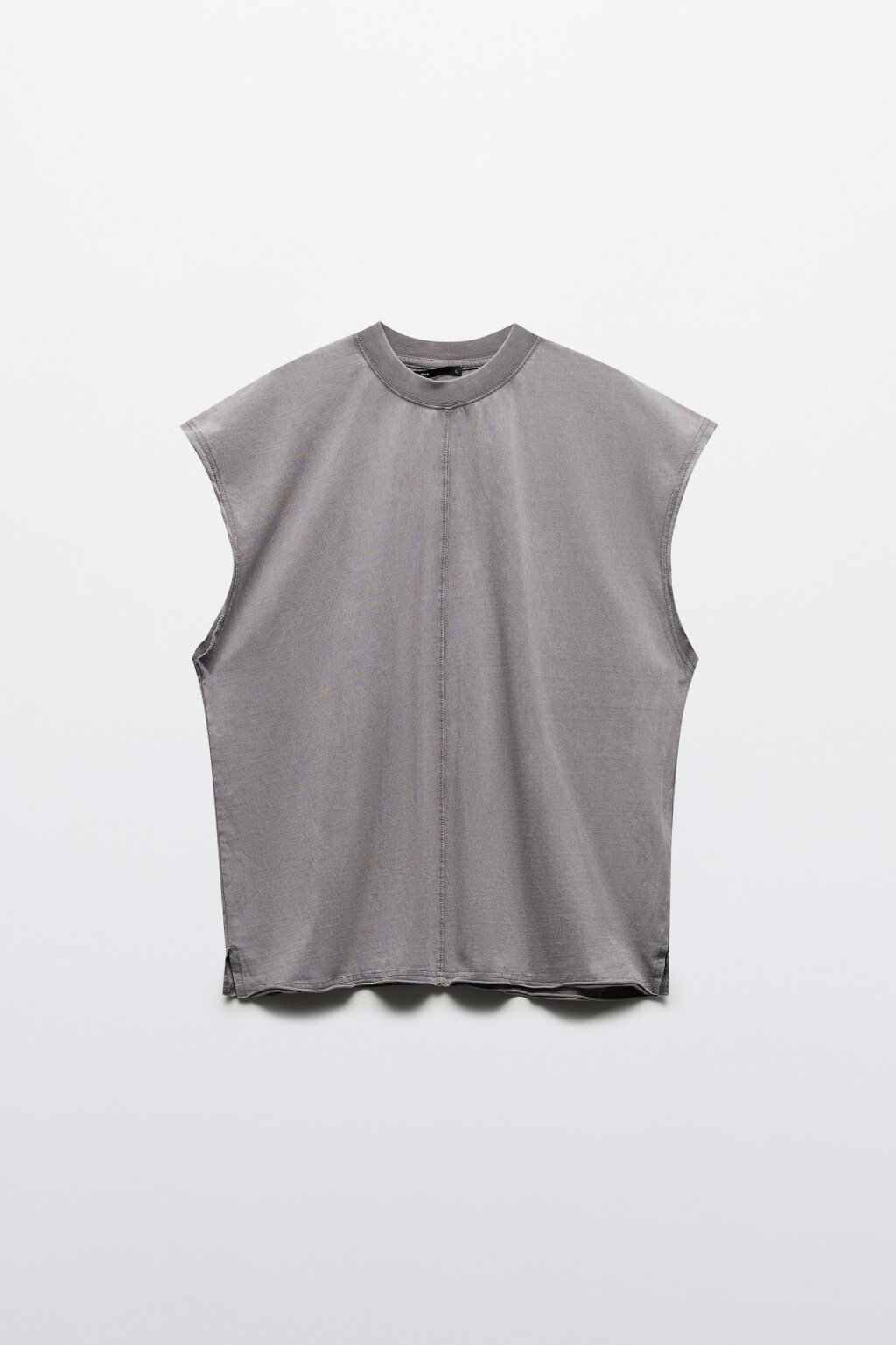 Футболка хлопковая с обрезанными рукавами - цвет серый - 7