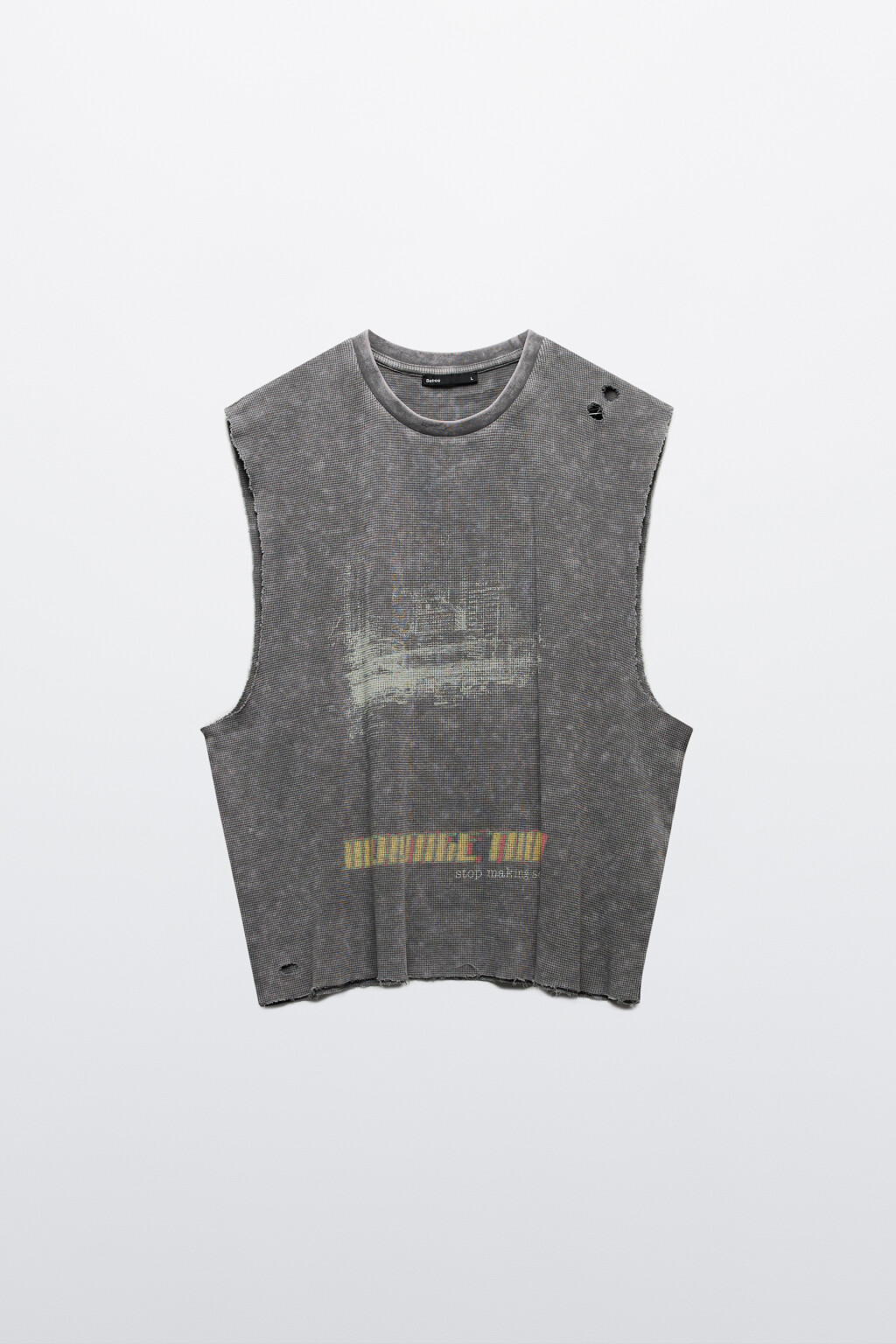 Майка рваная с обрезанными краями - цвет серый - 8