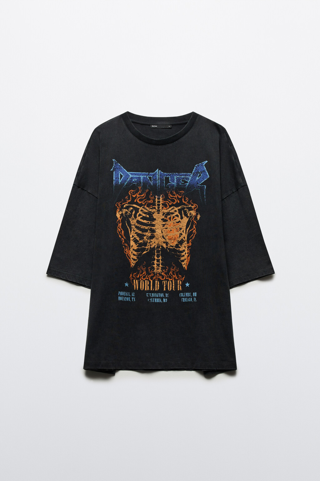 Футболка oversize вареная с принтом - цвет черный - 8