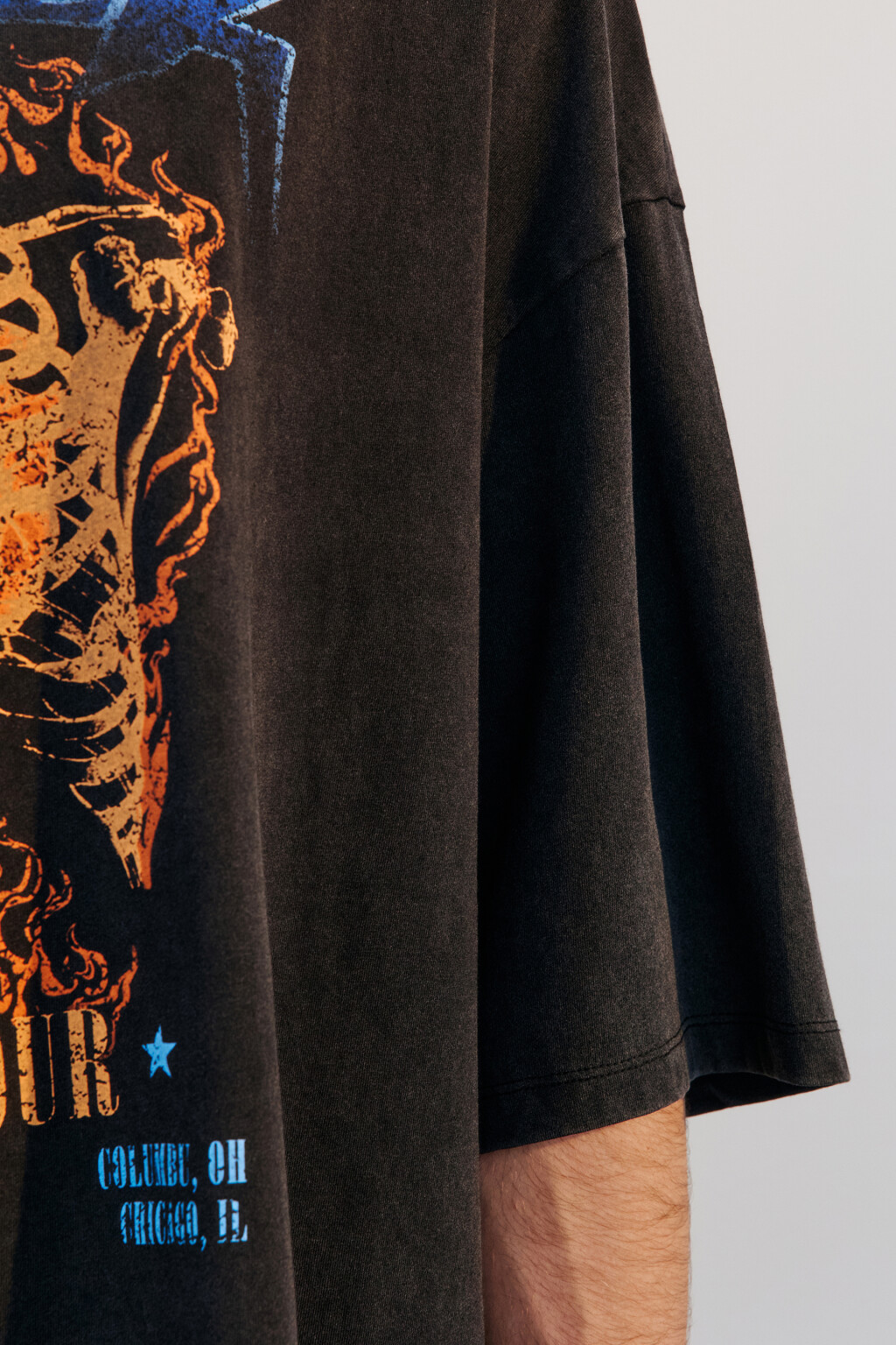 Футболка oversize вареная с принтом - цвет черный - 7