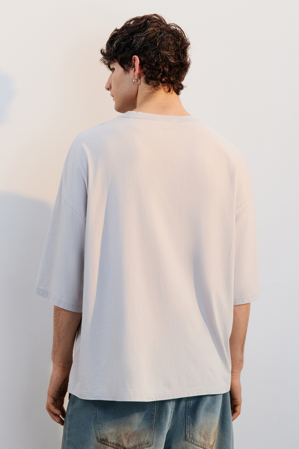Футболка oversize вареная с принтом - цвет белый - 4