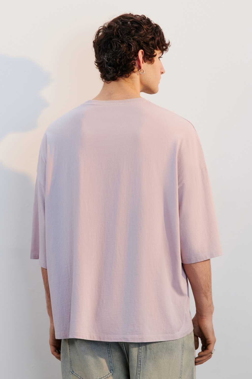 Футболка oversize вареная с принтом - цвет розовый - 3