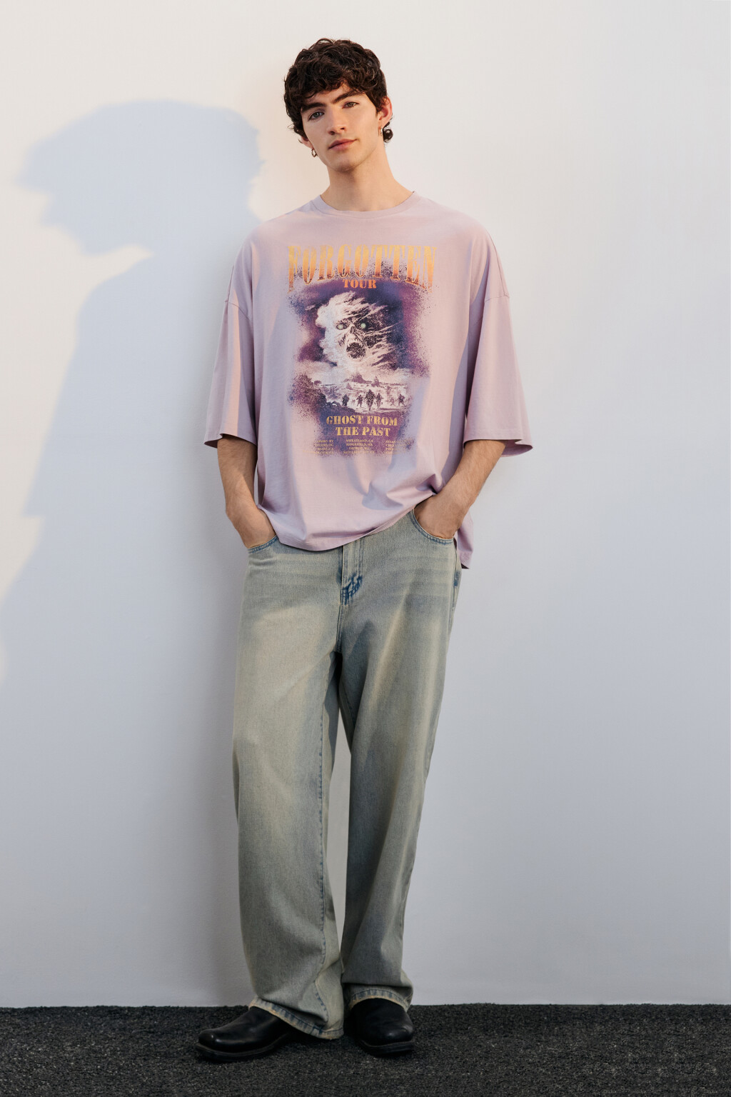 Футболка oversize вареная с принтом - цвет розовый - 4