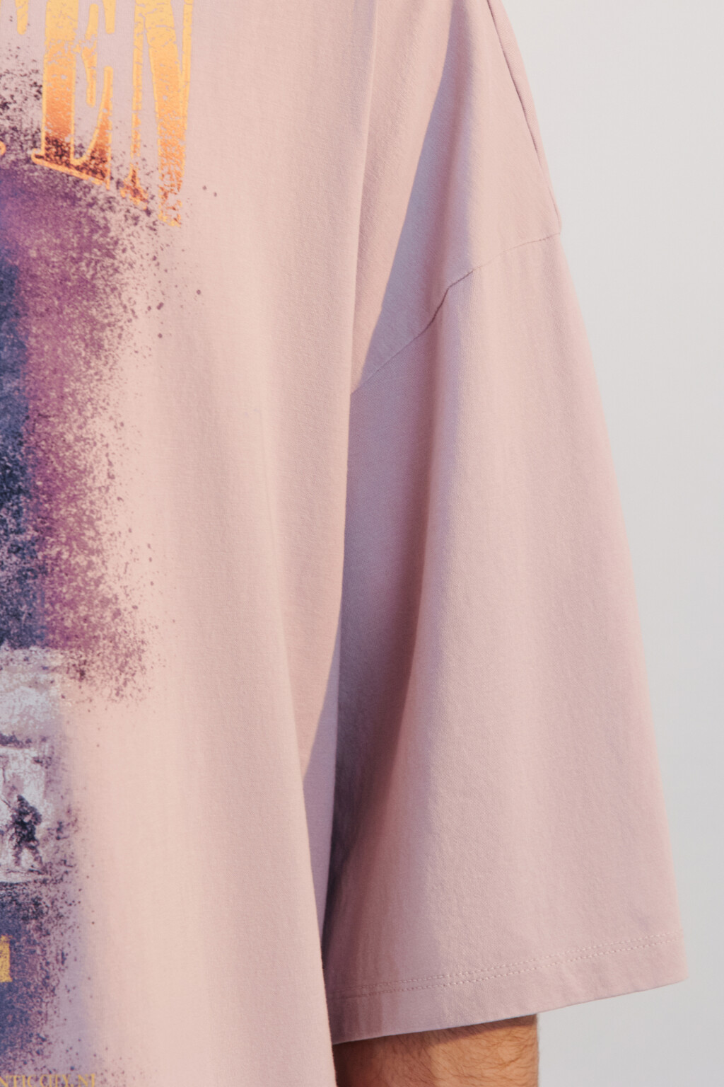 Футболка oversize вареная с принтом - цвет розовый - 6