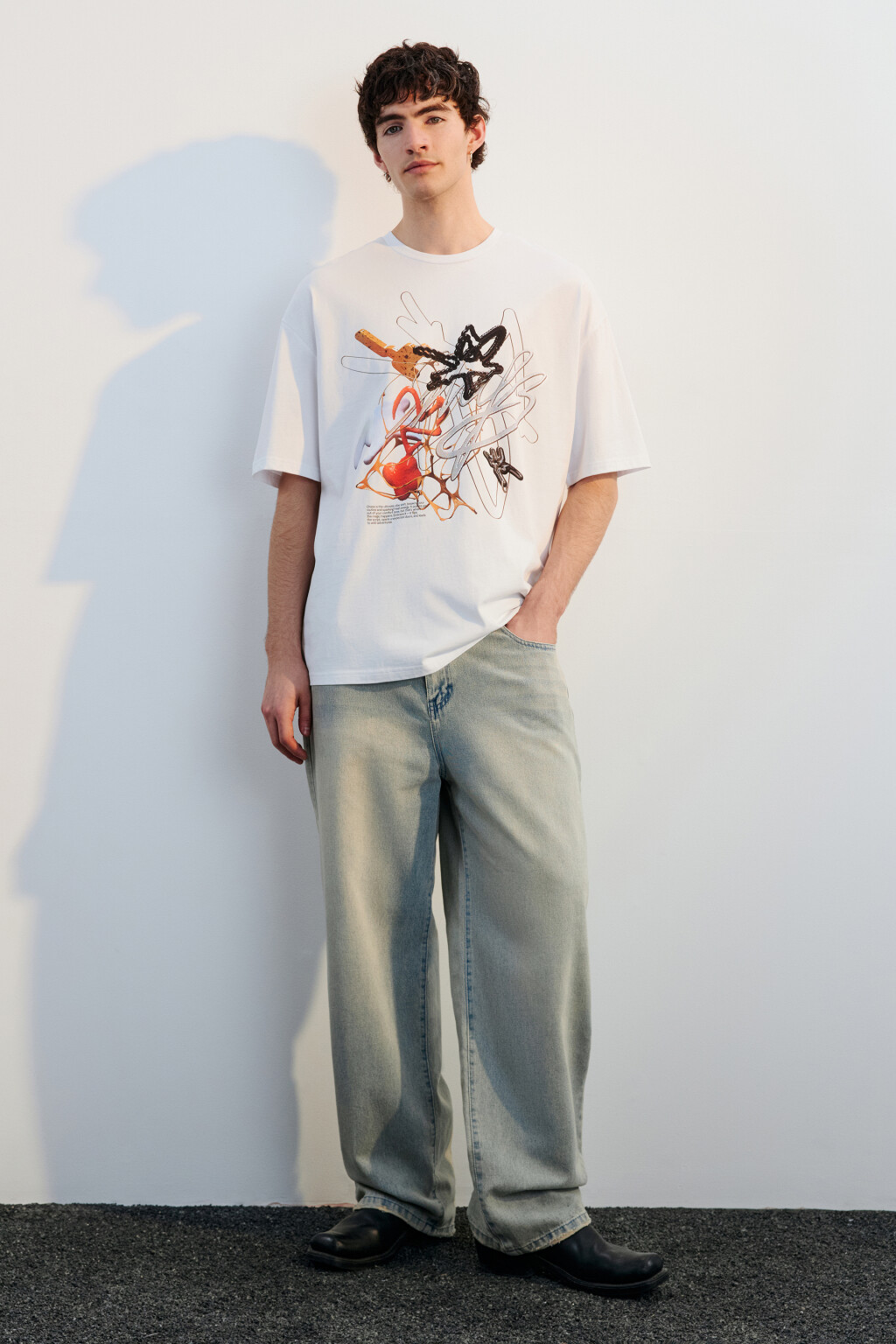 Футболка хлопковая с принтом - цвет белый - 5