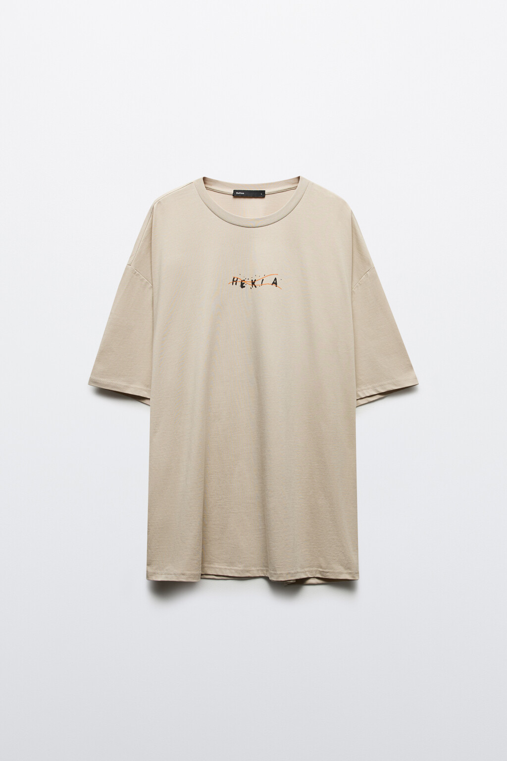 Футболка хлопковая с принтом - цвет бежевый - 2
