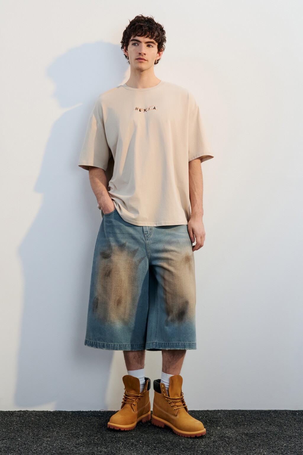 Футболка хлопковая с принтом - цвет бежевый - 6