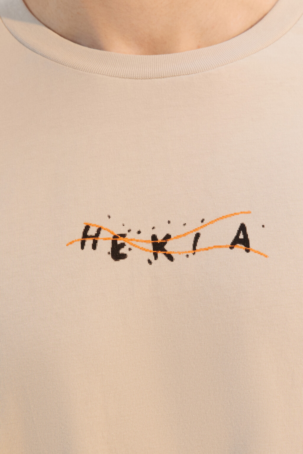 Футболка хлопковая с принтом - цвет бежевый - 7