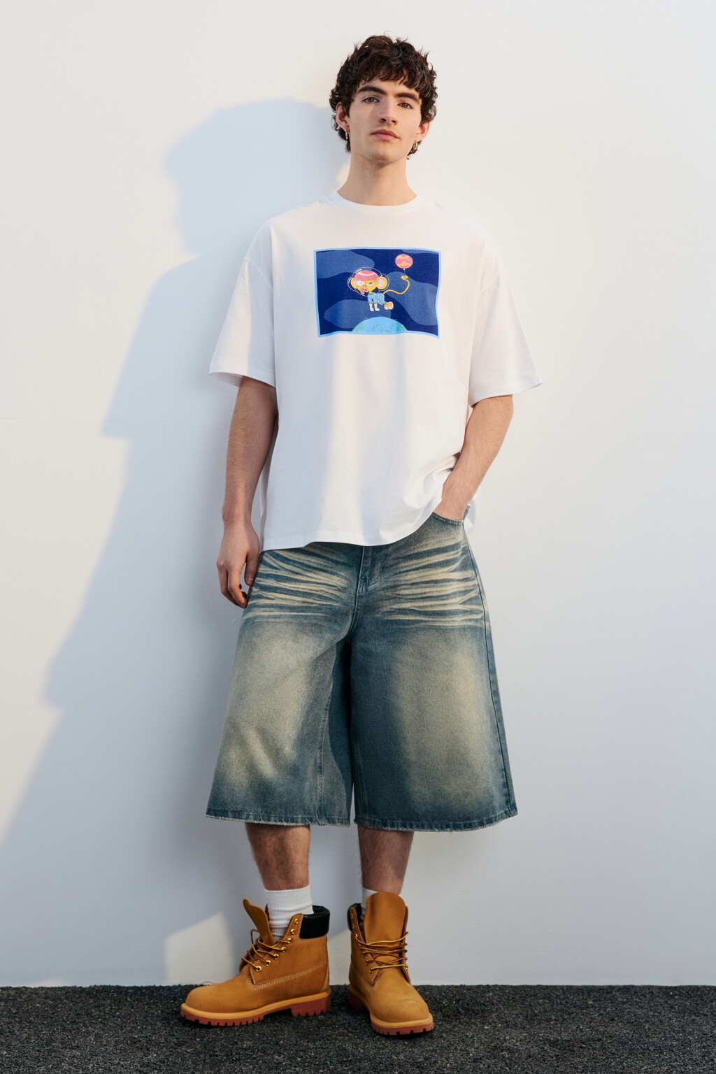 Футболка хлопковая с принтом - цвет белый - 4