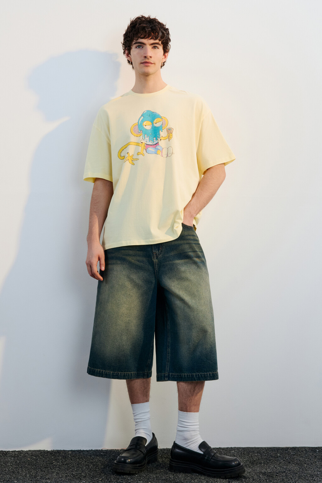 Футболка хлопковая с принтом - цвет желтый - 4