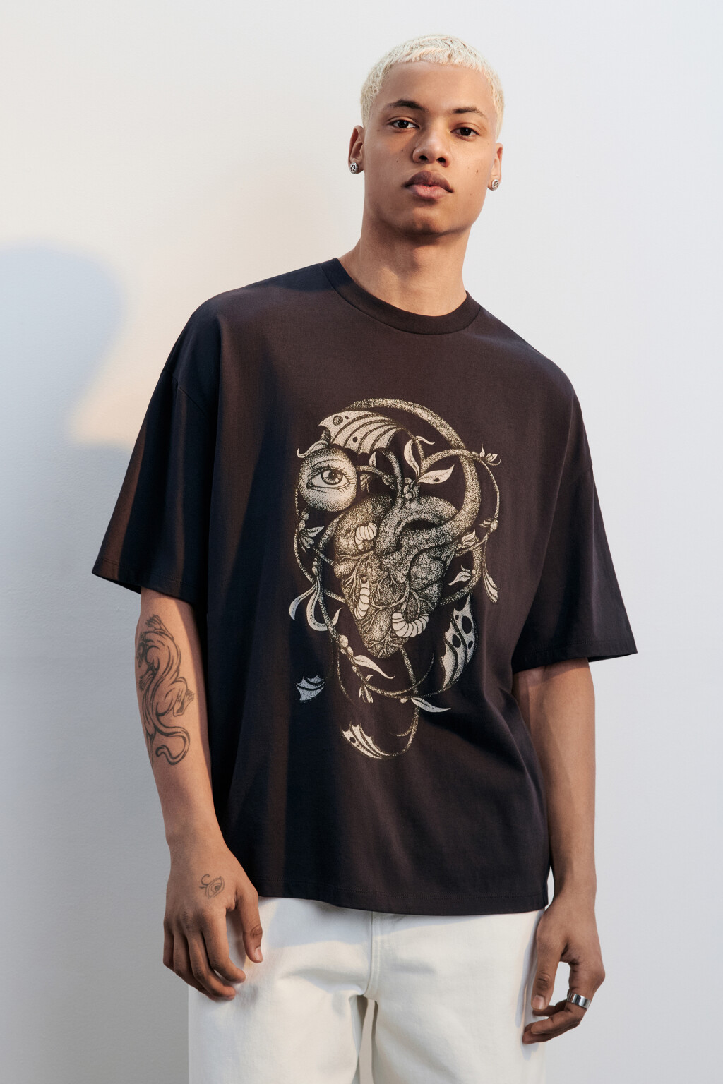 Футболка хлопковая с принтом - цвет серый - 3