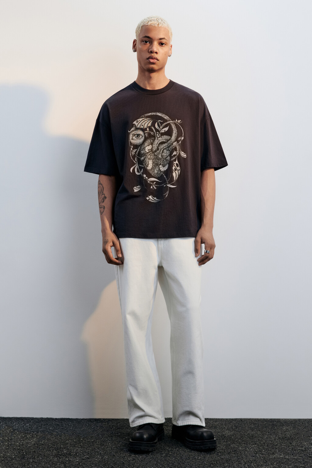 Футболка хлопковая с принтом - цвет серый - 5