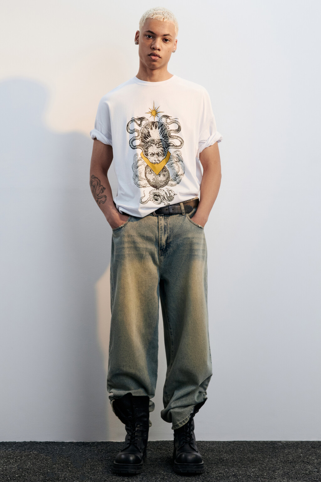 Футболка хлопковая с принтом - цвет белый - 2