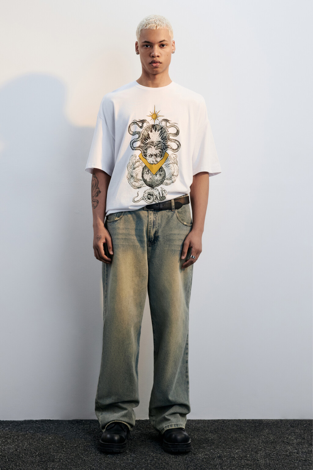 Футболка хлопковая с принтом - цвет белый - 5