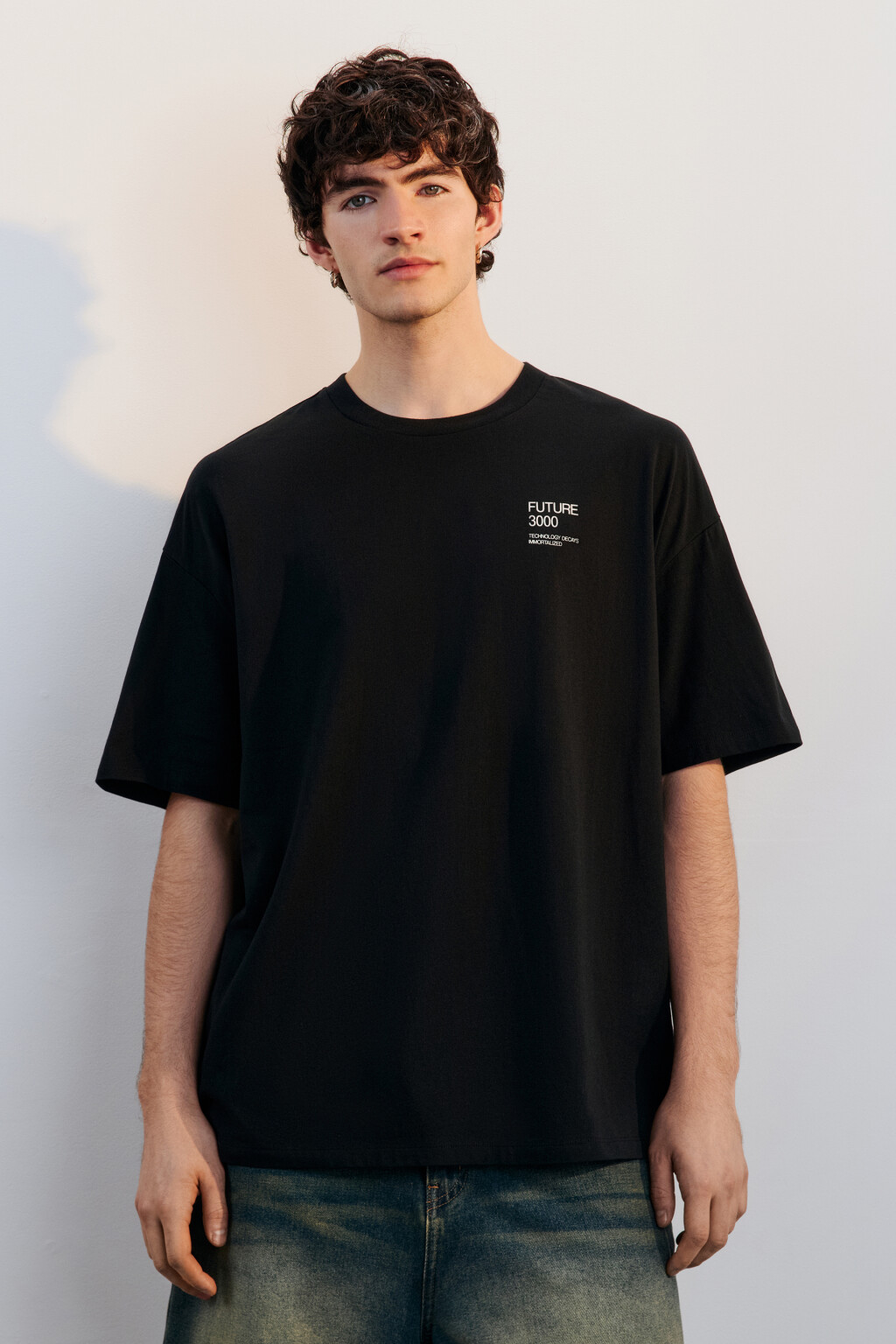 Футболка хлопковая с принтом - цвет черный - 3