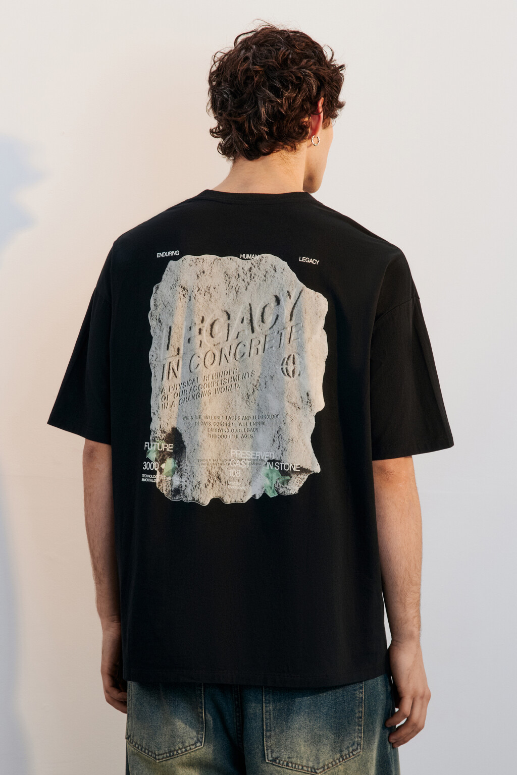 Футболка хлопковая с принтом - цвет черный - 4