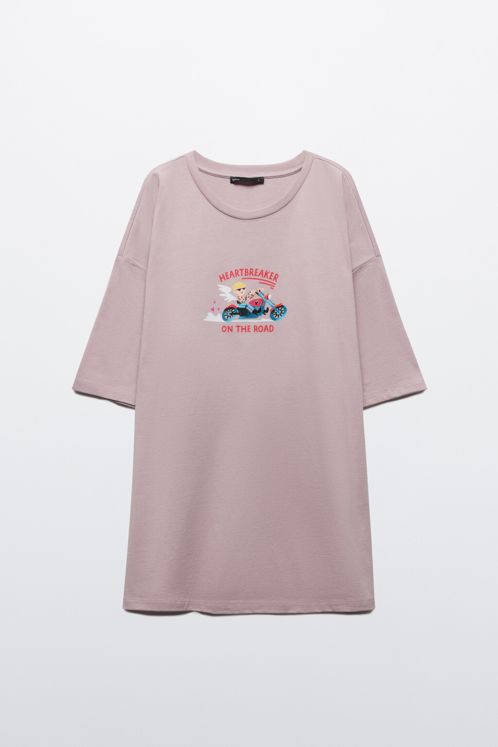 Футболка oversize с принтом - цвет розовый - 7