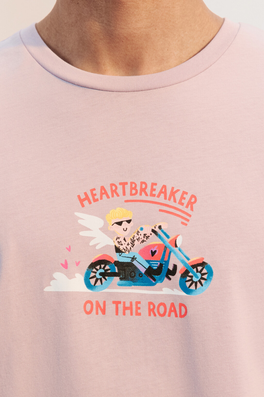 Футболка oversize с принтом - цвет розовый - 5