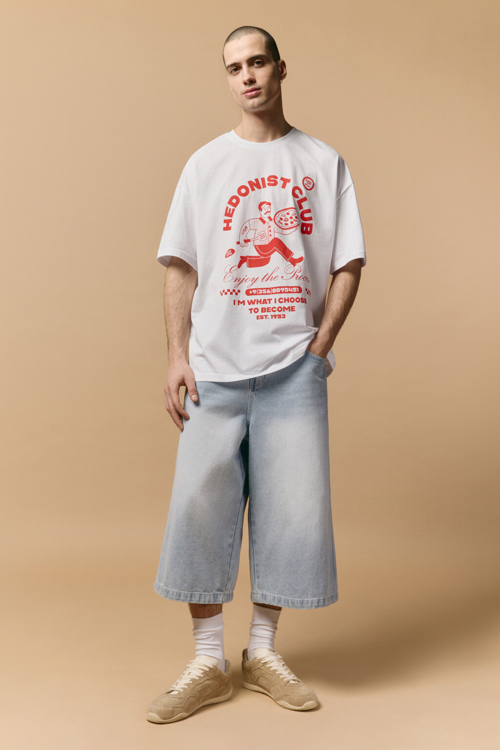 Футболка хлопковая с принтом - цвет белый - 4