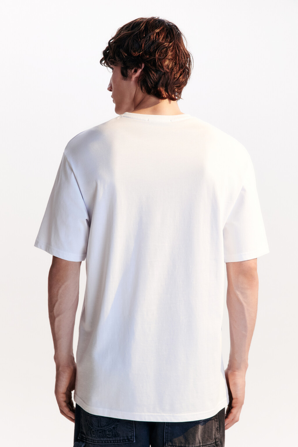 Футболка хлопковая с принтом-надписью - цвет белый - 3