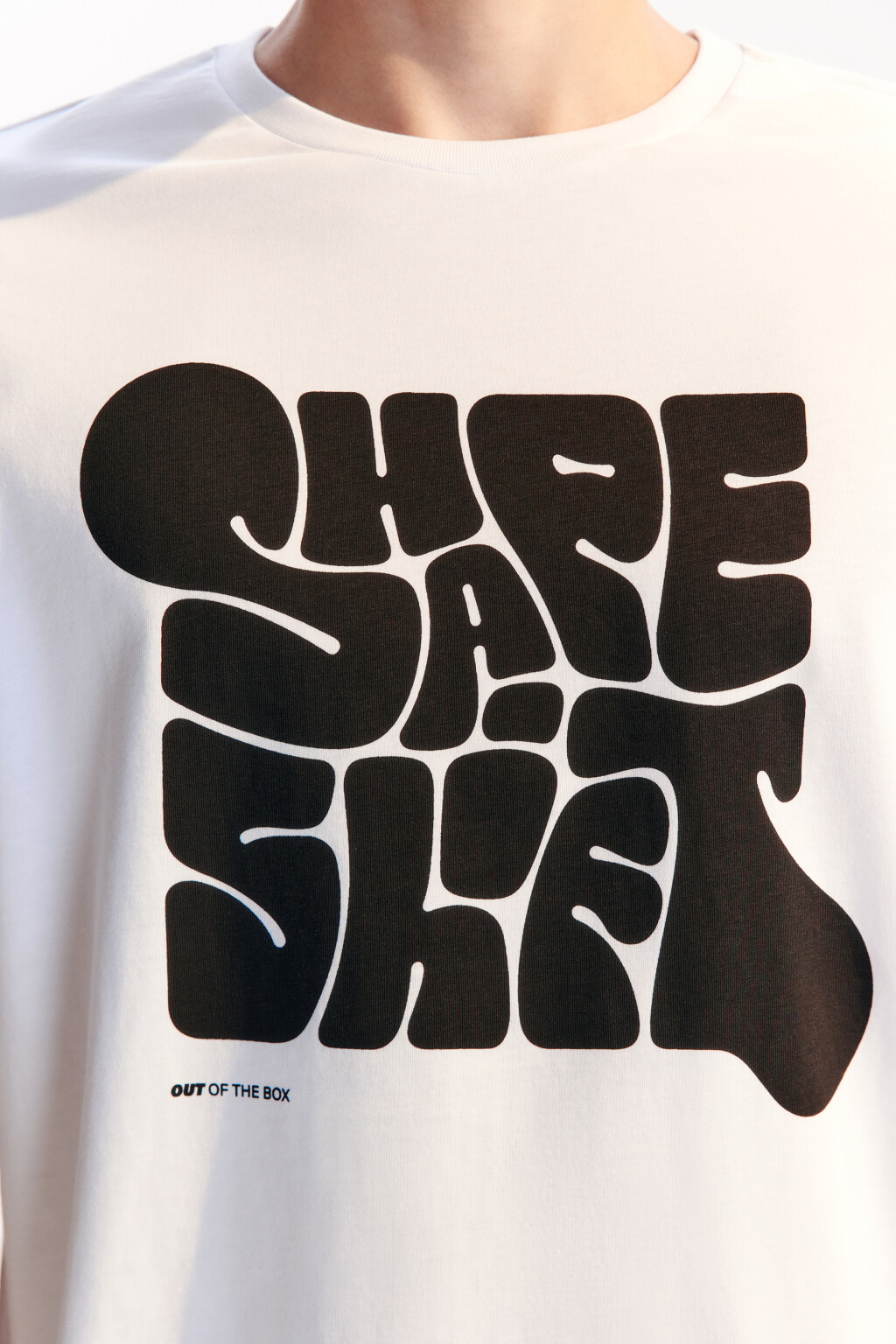 Футболка хлопковая с принтом-надписью - цвет белый - 5